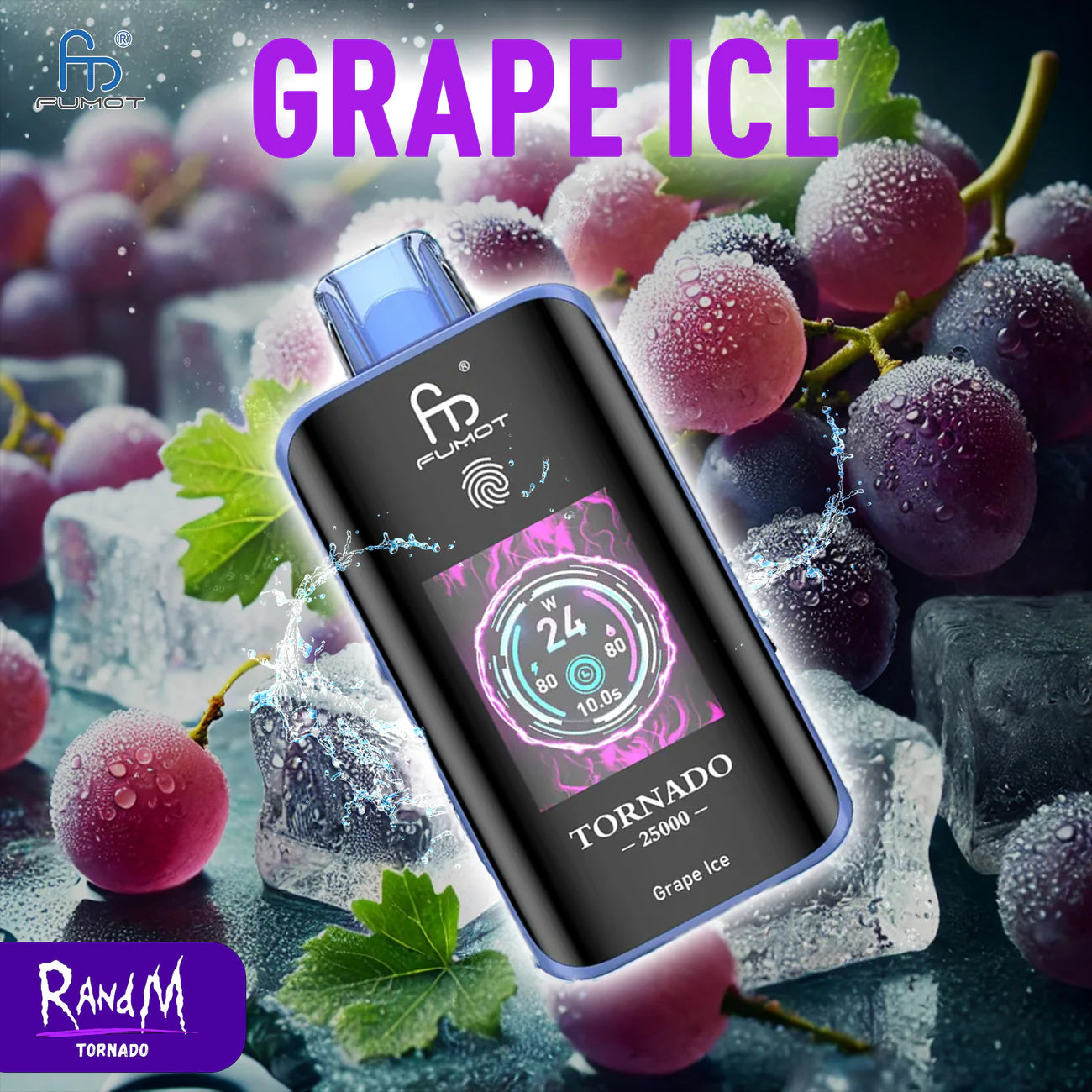 RandM Tornado Vape 25000 Puffs Grape Ice ELiquid