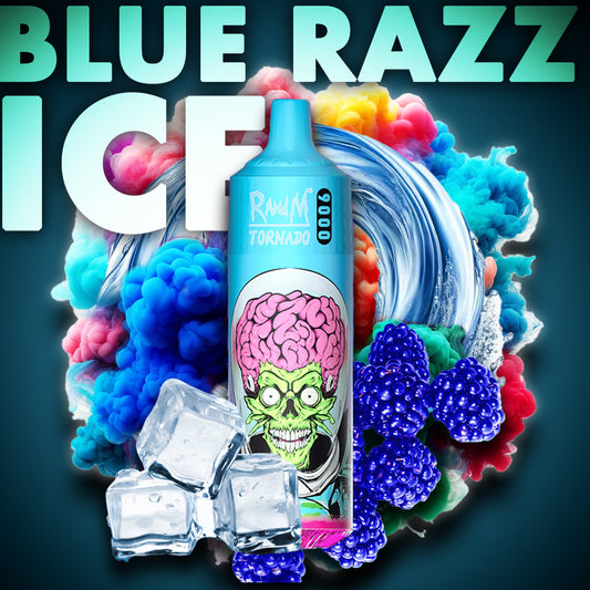 RandM Tornado Vape 9000 Puffs Blue Razz Ice Liquid