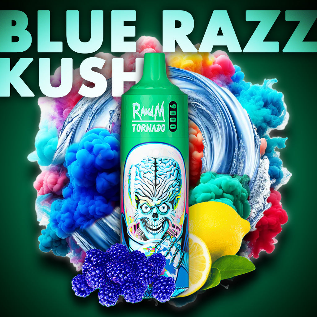 RandM Tornado Vape 9000 Puffs Blue Razz Kush Liquid