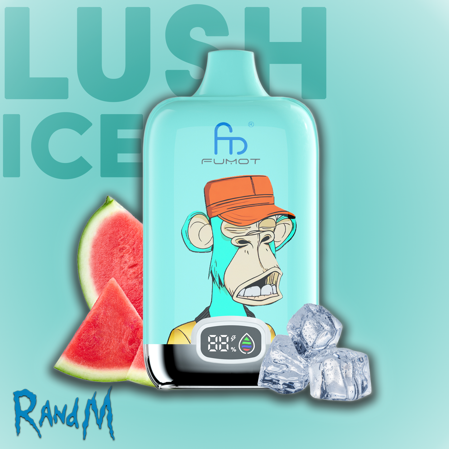 RandM Tornado Vape 12000 Puffs Lush Ice Liquid Liquid with display