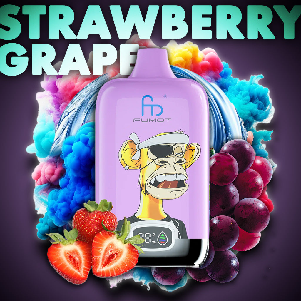 RandM Tornado Vape 12000 Puffs Strawberry Grape with digital display