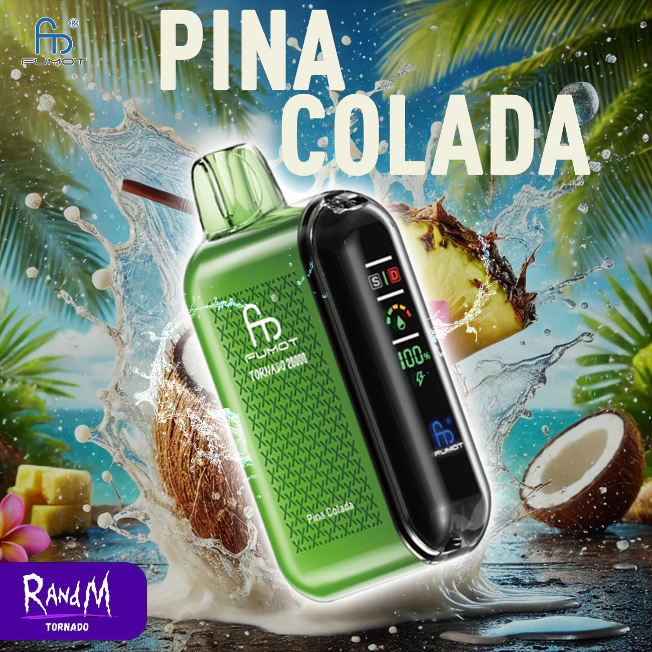 RandM Tornado 20000 - Pina Colada Einweg-Vape mit 20.000 Zügen und tropischem Kokos-Ananas-Geschmack