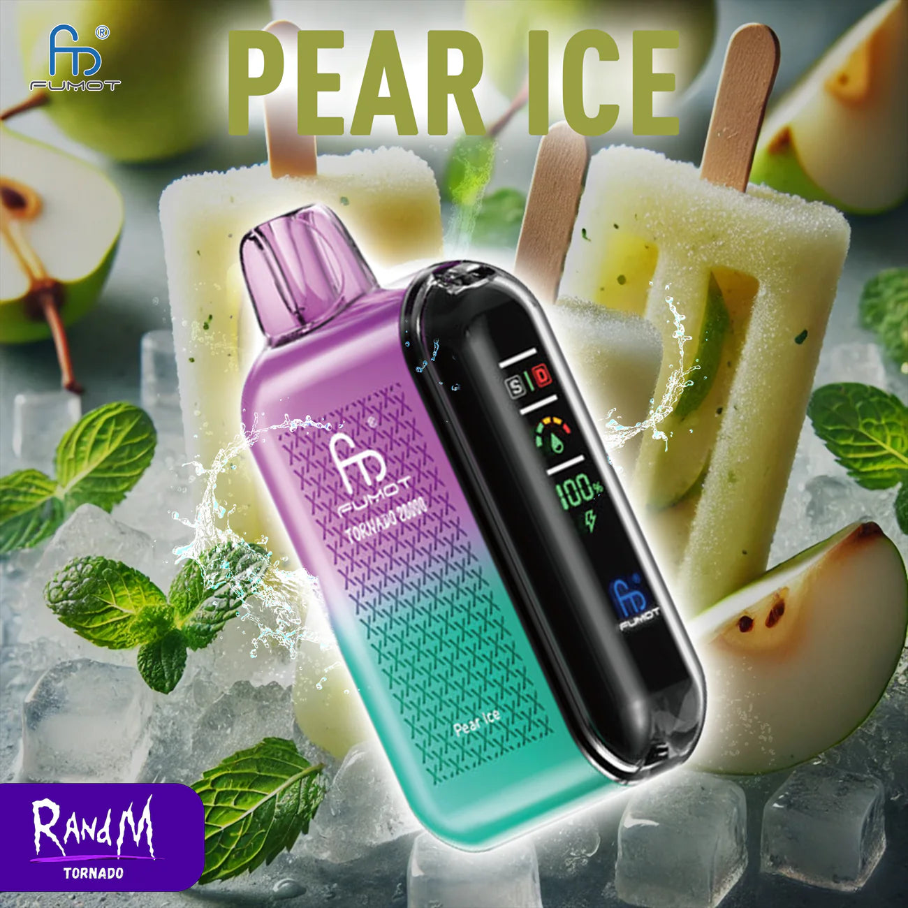 RandM Tornado 20000 - Pear Ice Einweg-Vape mit 20.000 Zügen und erfrischendem Birnengeschmack
