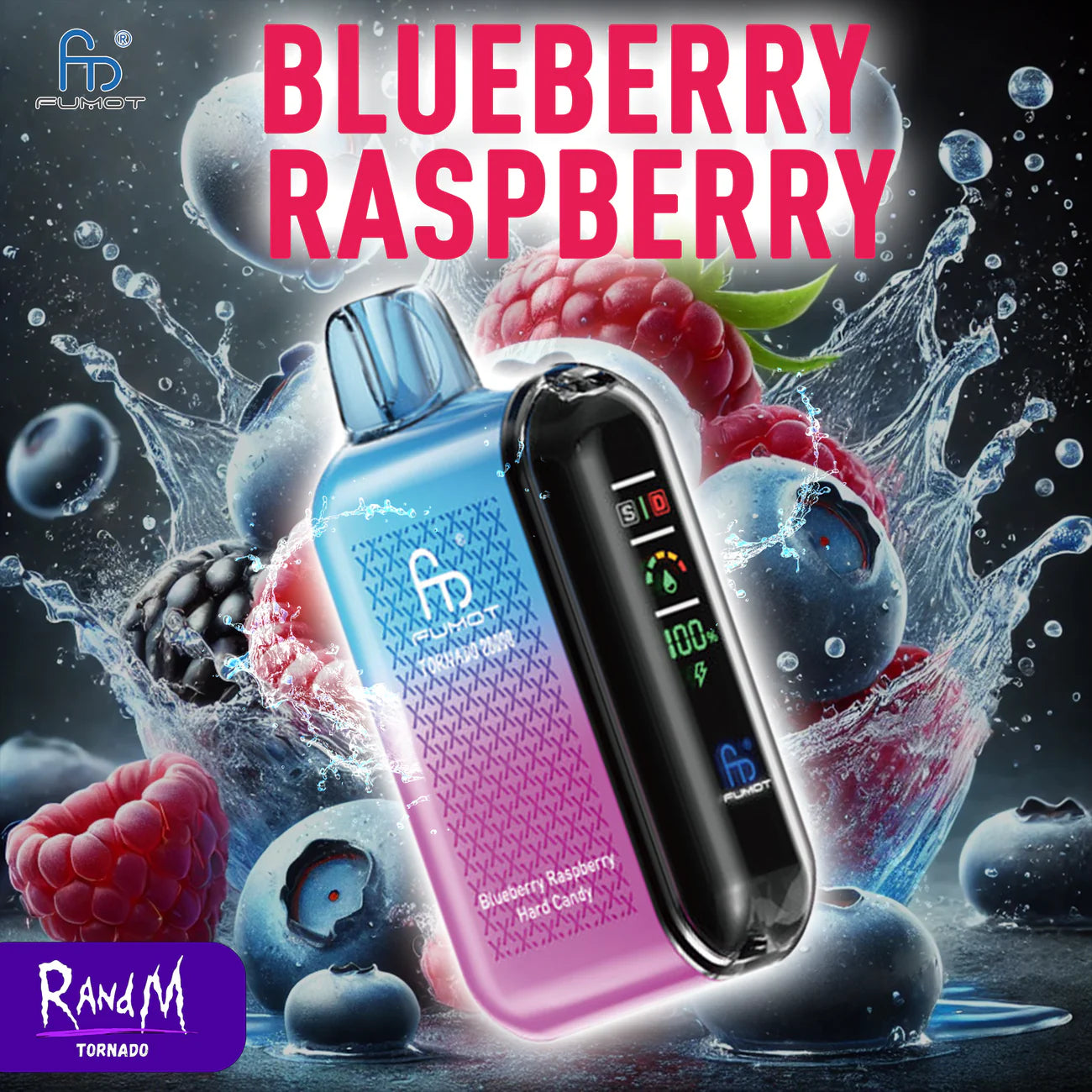 RandM Tornado 20000 - Blueberry Raspberry Einweg-Vape mit 20.000 Zügen und fruchtigem Beerenaroma

