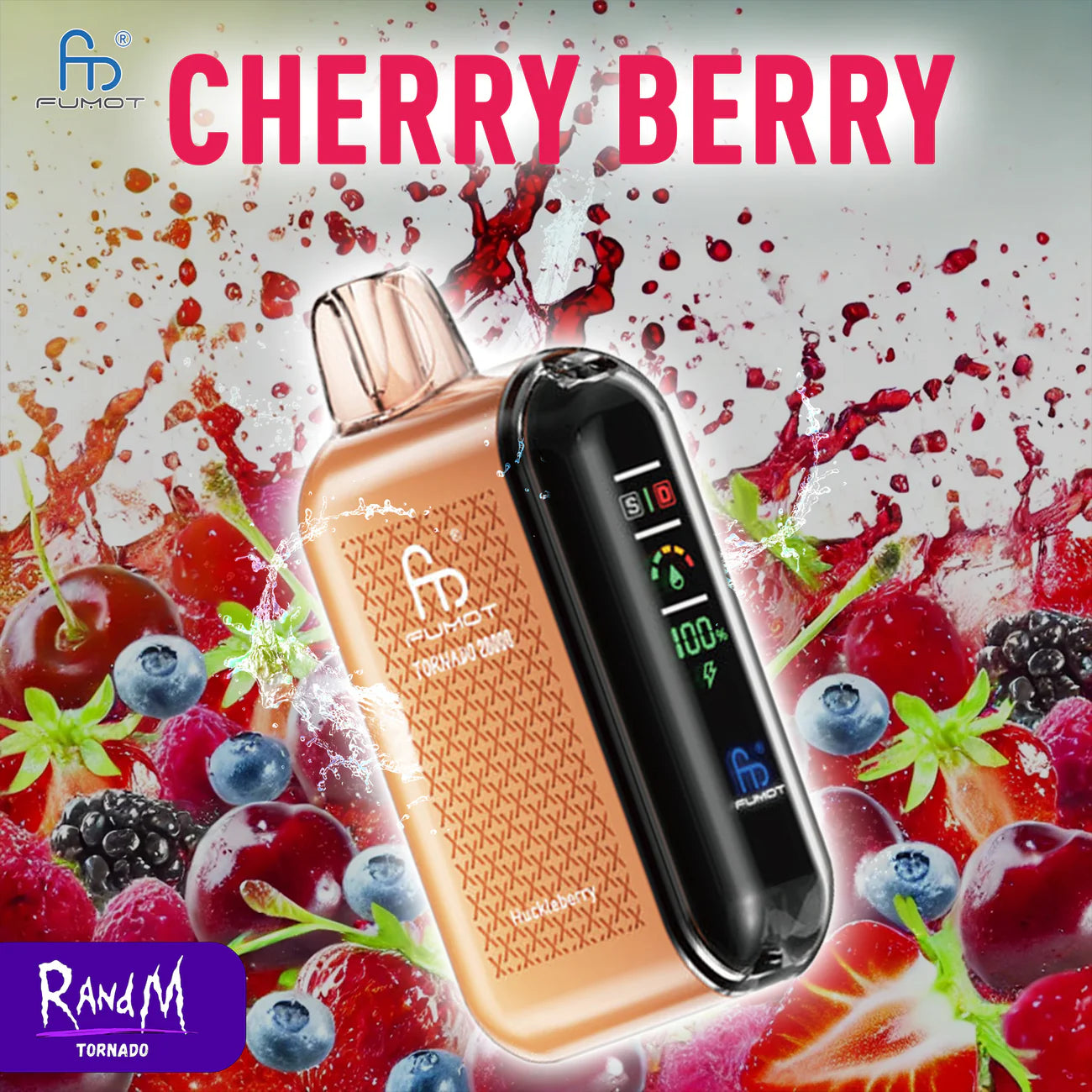 RandM Tornado 20000 - Cherry Berry Einweg-Vape mit 20.000 Zügen und fruchtigem Kirsch-Beeren-Geschmack
