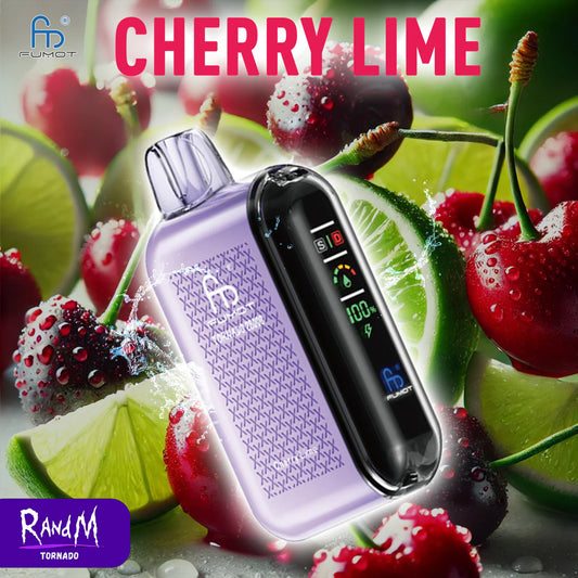 RandM Tornado 20000 - Cherry Lime Einweg-Vape mit 20.000 Zügen und fruchtig-erfrischendem Kirsch-Limetten-Geschmack