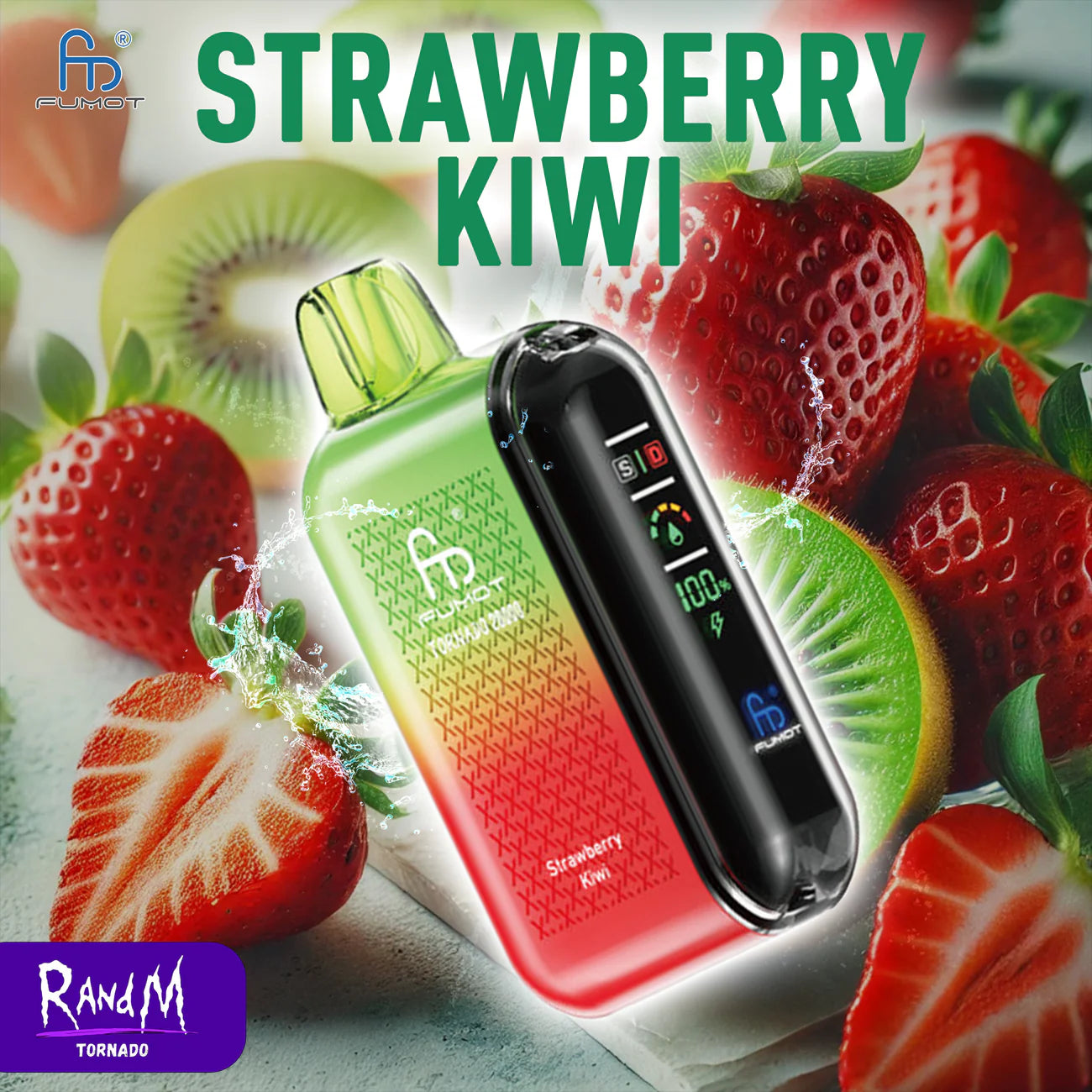 RandM Tornado 20000 - Strawberry Kiwi Einweg-Vape mit 20.000 Zügen und exotischem Fruchtgeschmack