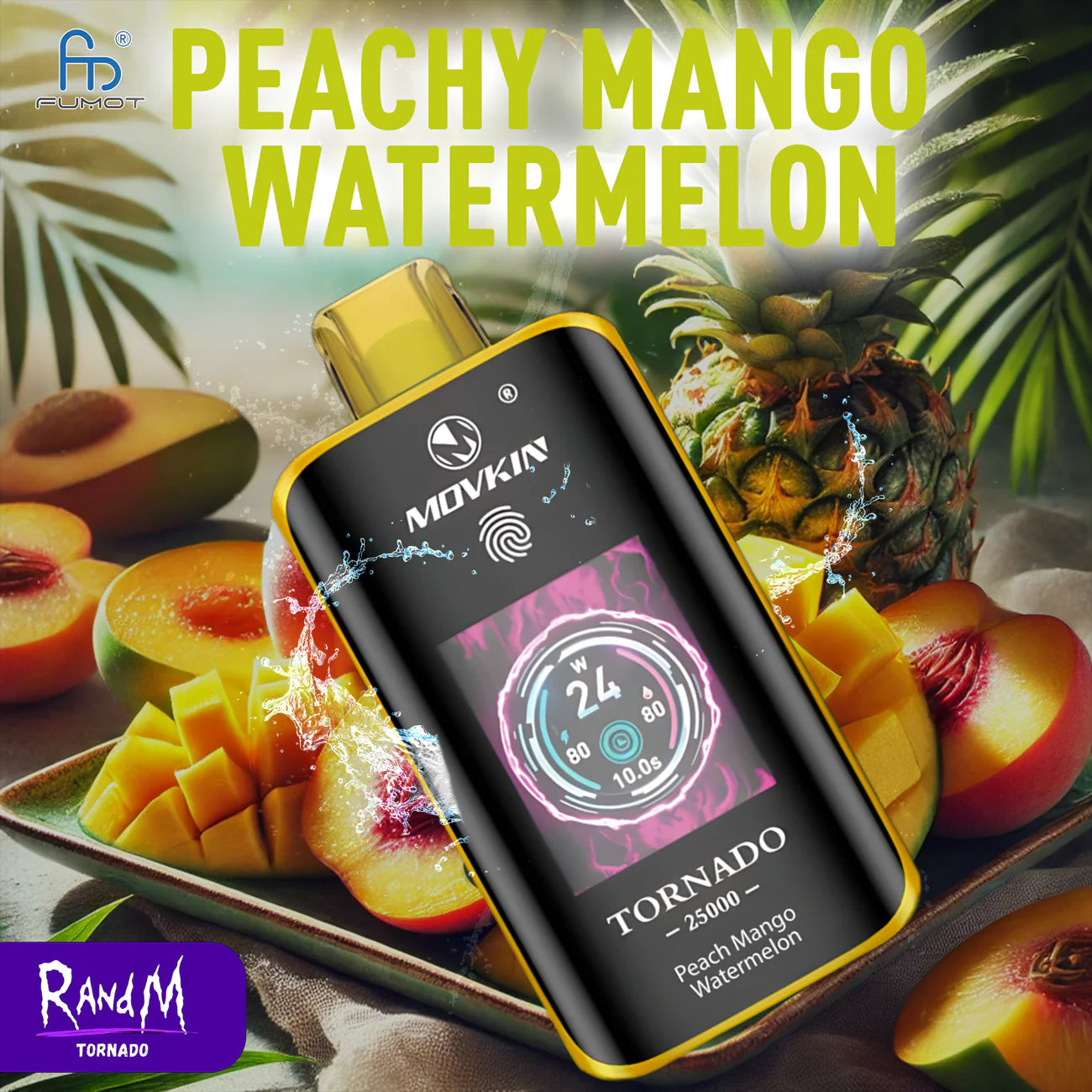 RandM Tornado Vape 25000 Puffs peachy mango watermelon ELiquid