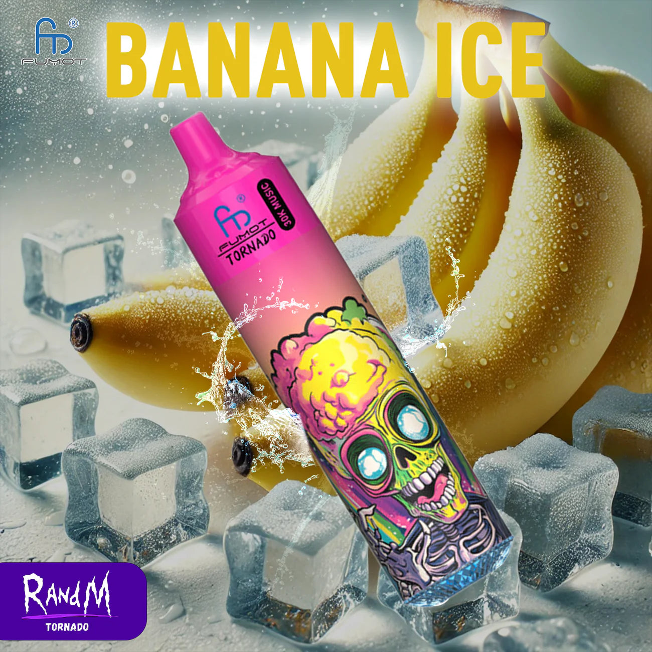 RandM Tornado 30000 - Banana Ice Einweg-Vape mit 30.000 Zügen und cremig-erfrischendem Bananengeschmack
