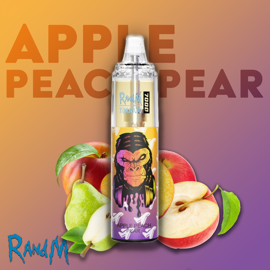 RandM Tornado Vape 7000 Puffs Apple peach pear ELiquid